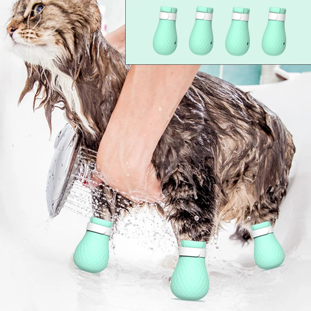 4 шт./компл. поводок-рулетка для питомца кота Paw протектор для ванной Мягкая силиконовая Анти-Царапины обувь Товары для ухода за кошками проверки обувь с принтом «кошачий коготь» крышка