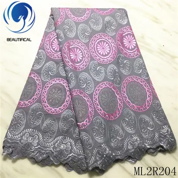 

BEAUTIFICAL Nigerian lace fabrics Latest style embroidery cotton dry lace fabric 5yards african voile lace for dress ML2R204