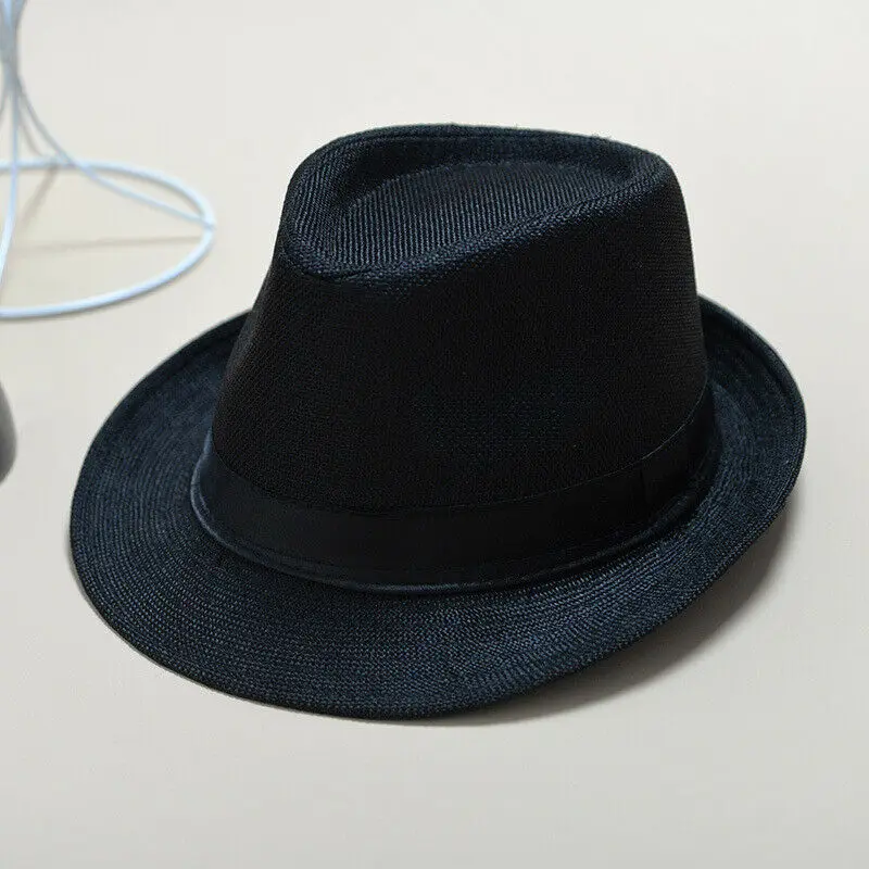 Unisex Straw Fedora Sun Hat Panama Trilby Crushable Mens Lady Foldable Travel With Black Belt Hot Sales Cap Dropshipping