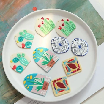 

10pcs/lot Resin Handmade Cartoon Colorful Potted Cactus Charms Pendant For DIY Fashion Earrings Jewelry Making Accessories