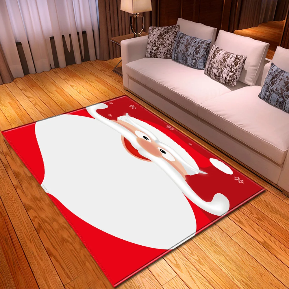 Противоскользящий фланелевый ковер для кухни, столовой, камина, пола с 3D изображением рождественского Санта-Клауса, вечерние ковры для домашнего декора
