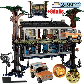 

In stock 2499pcs City Turning the World Room Upside Down Building Blocks Tree House Weird Stranger Thing Friends For Children