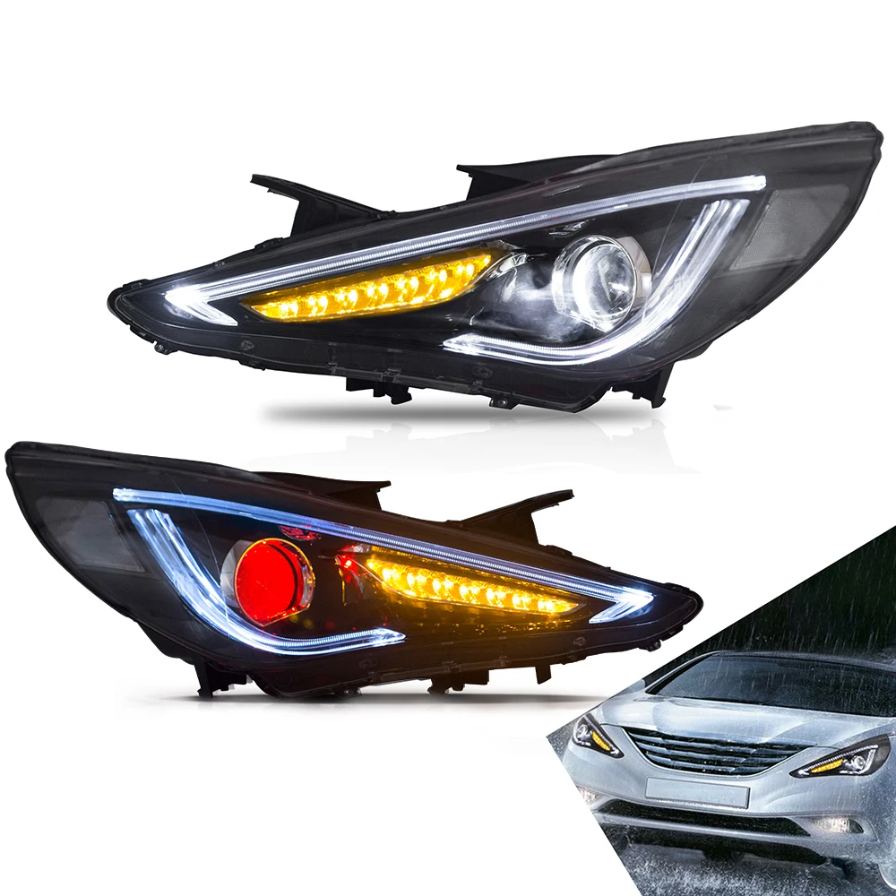 Налобный фонарь в сборе для Hyundai Sonata 2011-2014 головной светильник с движущимися