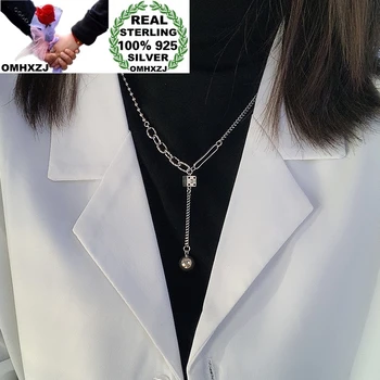 

OMHXZJ Wholesale HA66 European Fashion Woman Birthday Party Gift Vintage Round Tassel 100% 925 Sterling Silver Pendant Necklace