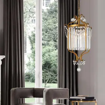 

American style country porch single head crystal retro iron bedroom dining hall corridor Europe northern Europe Chandelier