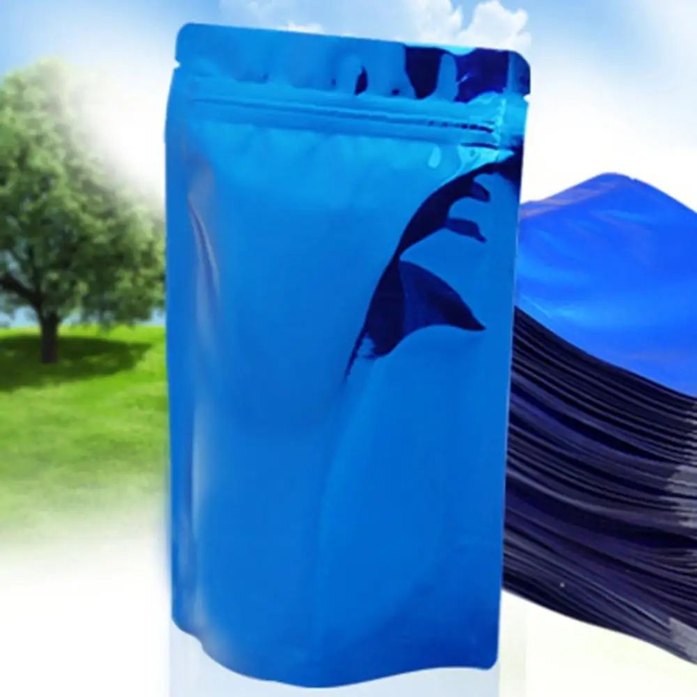 Красочные ZipLock стоьте вверх алюминиевой фольги мешок майларовые сумки герметизируемый дой-Пак упаковки еды мешок молнии 100 шт./лот - Цвет: Синий
