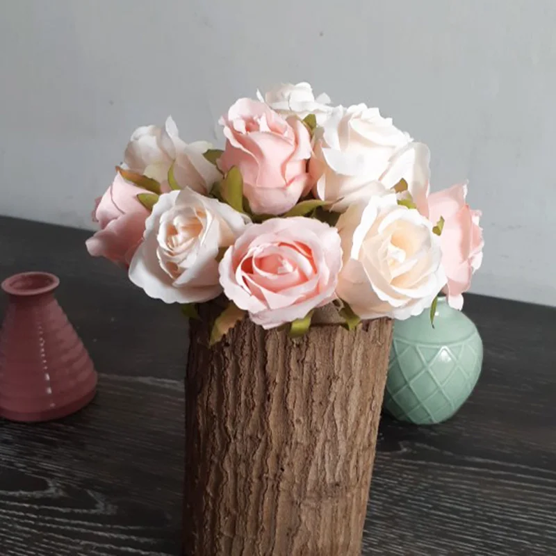 1 Букет DIY Искусственные цветы розы букет цветов Шелковая Роза цветок Свадебные сувениры для дома сада Свадебные украшения