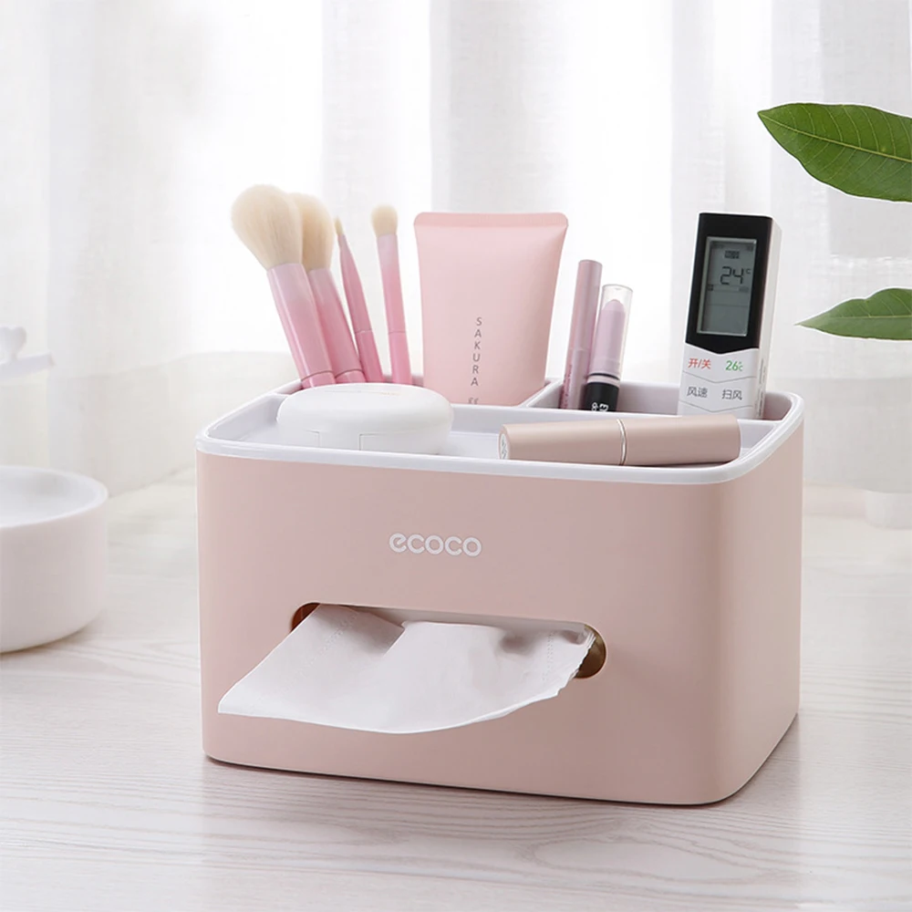 ECOCO коробка для салфеток для Лица Многофункциональная крышка Держатель Для Салфеток Диспенсер Коробка Для Хранения Чехол Caddy Органайзер съемный лоток для ювелирных изделий
