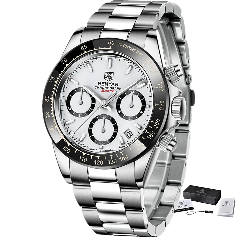 BENYAR Chronograph Sport Stainless Steel Quartz Watch