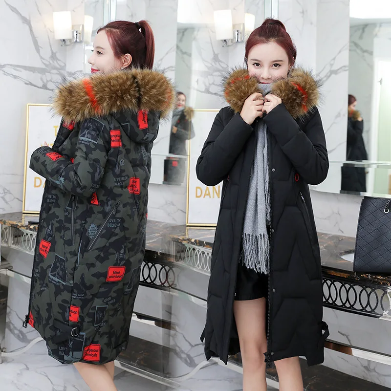 

2018 Winter New Style Korean-style Loose-Fit Slimming Students Mid-length Loose-Fit over-the-Knee down Jacket Cotton-padded Clot