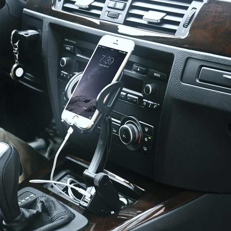 Универсальная автомобильная подставка-держатель для телефона с двумя портами USB Зарядное устройство прикуриватель крепление, для сотового телефона gps держатель авто аксессуары для интерьера