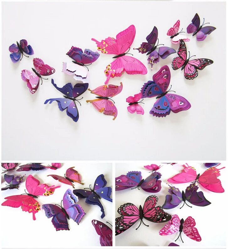 3D Наклейка на стену в виде бабочки домашний декор наклейка Настенная для