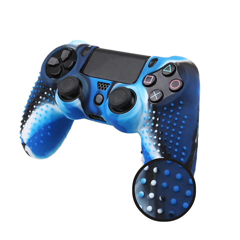 Противоскользящий силиконовый защитный чехол для Dualshock 4 PS4 DS4 Pro тонкий контроллер Крышка аналоговый чехол - Цвет: Синий