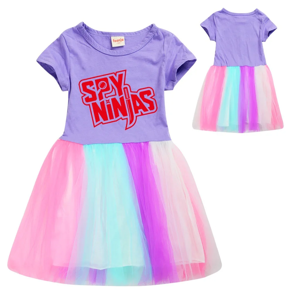 

Fashion A-line Little Girls SPY NINJAS Cotton Dress Toddler Kids Baby Girl Party Short Sleeve Dresses Sundress Summer Clothes
