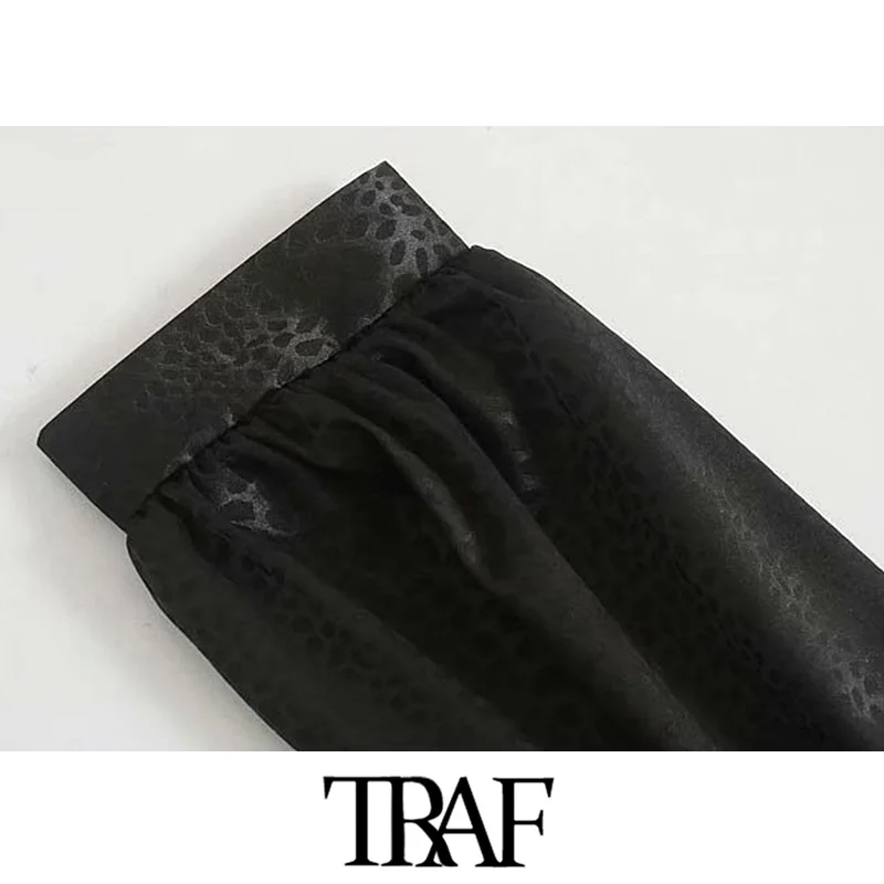 TRAF женское винтажное стильное платье средней длины с леопардовым принтом, модное платье с рукавом три четверти и животным узором, женские платья Vestido