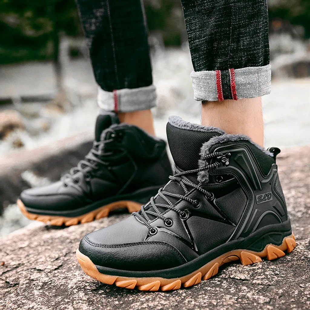 Мужская обувь; Новинка; модные ботинки; zapatos de hombre; Мужская зимняя бархатная теплая хлопковая обувь; нескользящая обувь для альпинизма; кроссовки