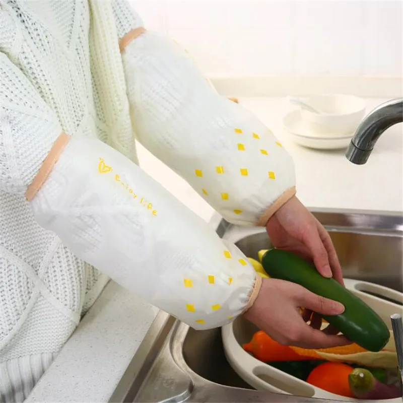 Водонепроницаемые Прозрачные манжеты с принтом Длинные Стильные накладные рукава дополнительные противообрастающие защитные рукава товары для уборки дома