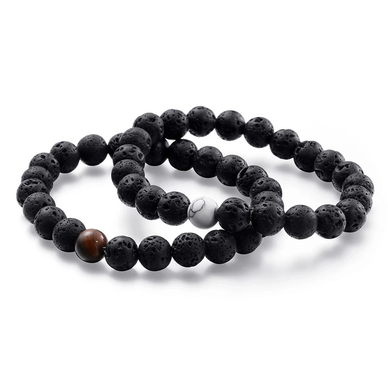 Tigereyes White Onyx 2 шт./компл. 11 Стиль пара дистанционный браслет Натуральный камень браслет лунный камень для Для мужчин Для женщин Подарок другу очарование прядь ювелирных изделий - Окраска металла: Tigereyes White Onyx