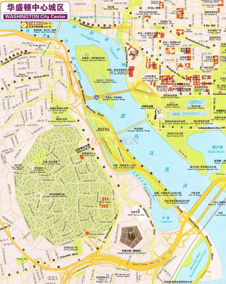 Map of the United States in Chinese and English showing the distribution of major national universities in United States