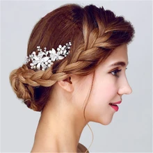 Очаровательная свадебная лента для волос для невесты Цветочная шпилька для волос жемчужные бусы ободок тиара Свадебные украшения Аксессуары для невесты