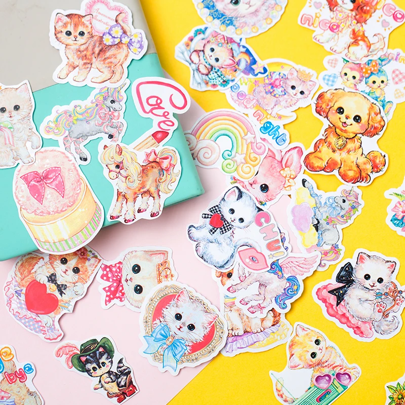 

Lovely Bow Cat Dog Stickers Junk Journal Planner Fairy Stickers Scrapbooking Vintage Decorative Stickers DIY Craft Photo Albums