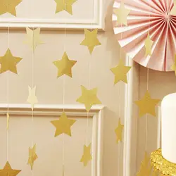Бумага звездами Garland украшения на стене Бумага Star гирлянды 4 м рождения строка цепи партия ручной работы детская комната двери Рождество