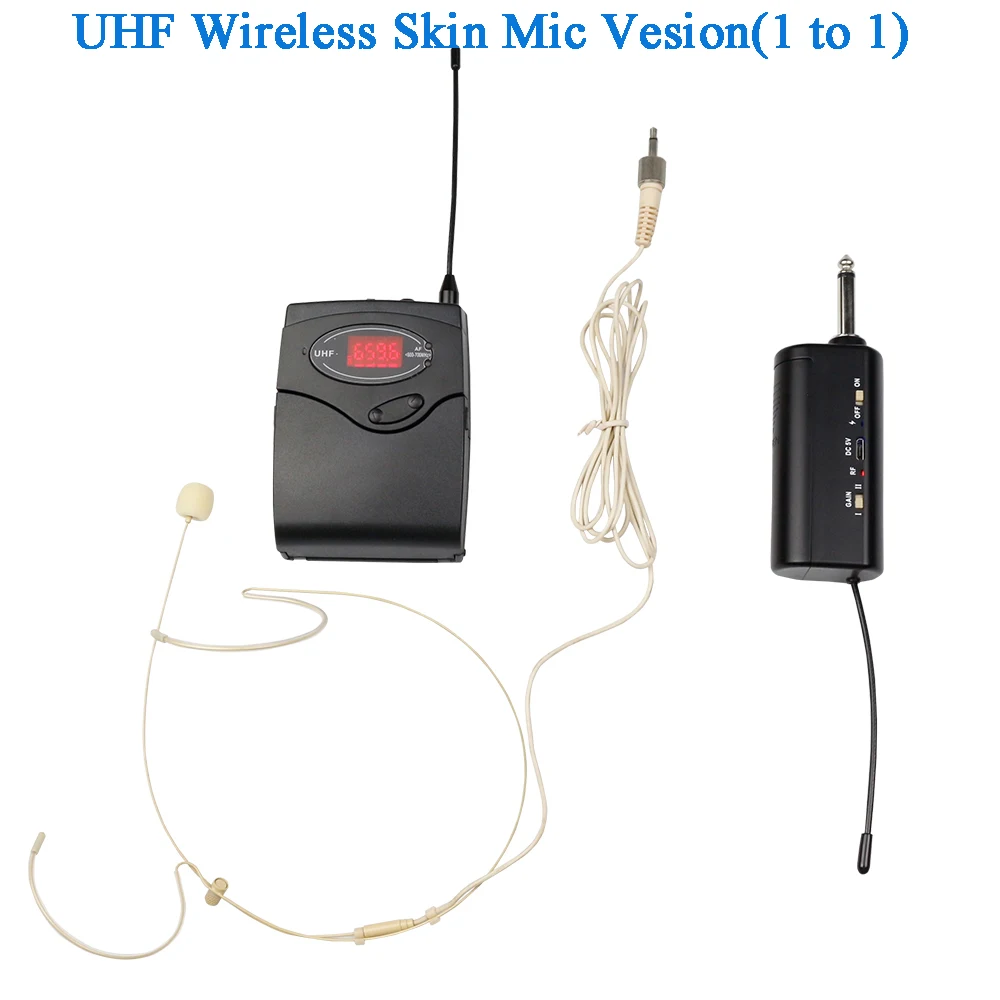 Профессиональный беспроводной микрофон UHF со скрытым металлическим зажимом на