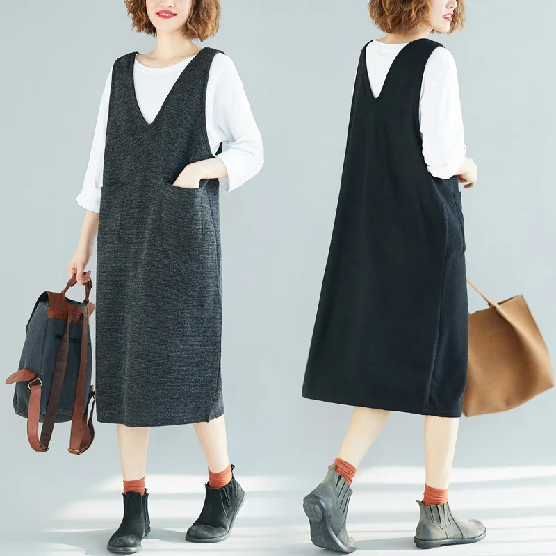 

Good to House Large Size Dress Large Size Loose-Fit Vest Two-Piece Dress
