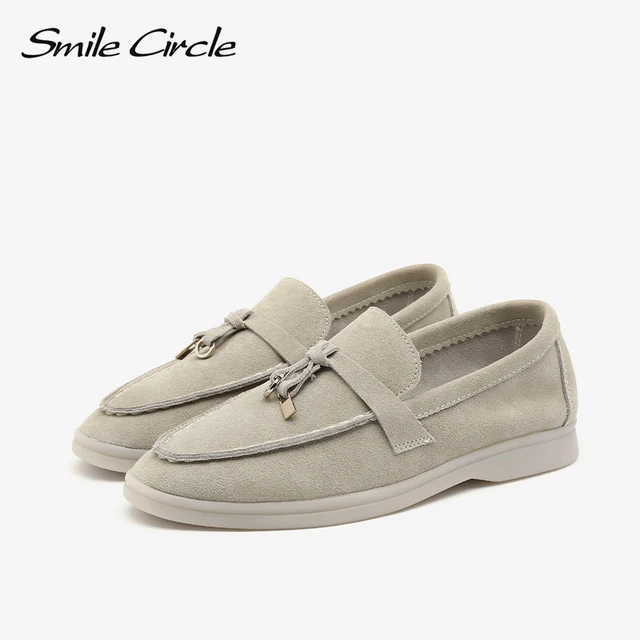 Smile Circle/cow-suede loafers Women Slip-On flats shoes Genuine Leather Ballets Flats Shoes for women Moccasins big size 36-42 4