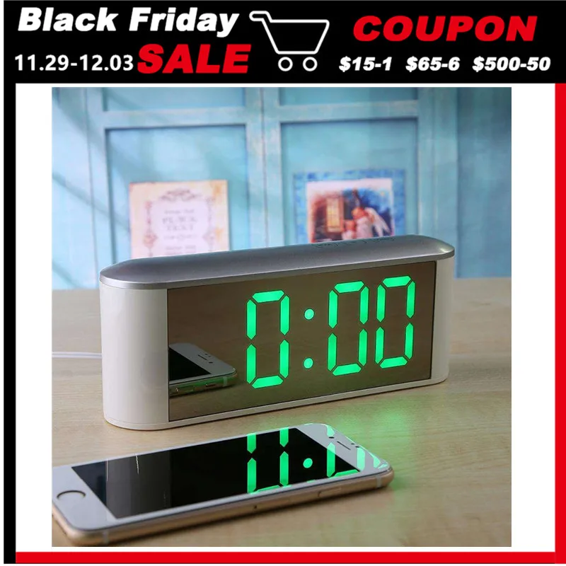 Comprar Escritorio de mesa reloj Digital LED de visualización de temperatura snooze nuevo hogar LED reloj electrónico relojes de espejo con termómetro