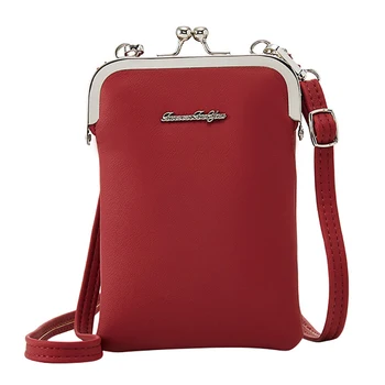 

Small Cell Phone Bag Female Fashion Daily Use Shoulder Bags Women Leather Mini Crossbody Messenger Bag Ladies Purse Wine Red