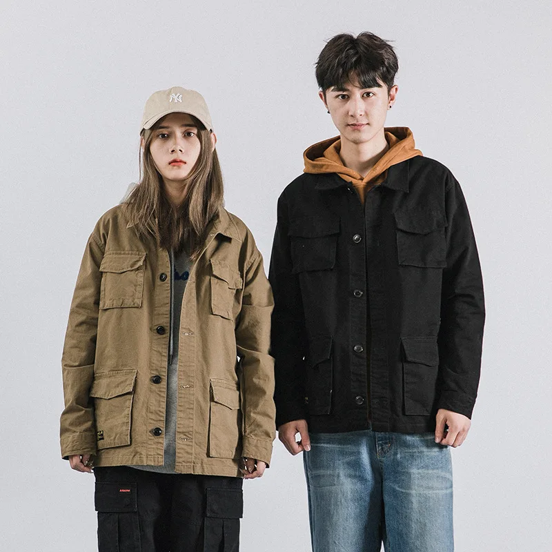 

City Where the Product COUPLE'S Unisex Style Multi-pockets Washing Tooling Jacket Men Jacket Men'S Wear Autumn
