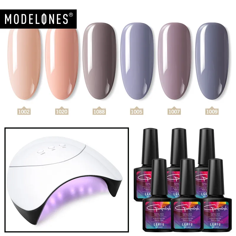 36W LED LAMP KITS Modelones 7Pcs/Lot Nail Lamp Semi Permanent Led Gel Polish Kits Smart Sensor 36W/48W UV Lamp Nail Cure Machine Gel Lacquer Kits - Цвет: 36W LED LAMP KITS