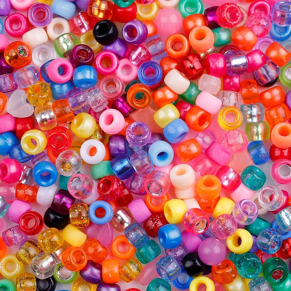 100pcs Mix Color Wooden Large Hole Charm Jewelry Pony Beads For Kids Crafts DIY 