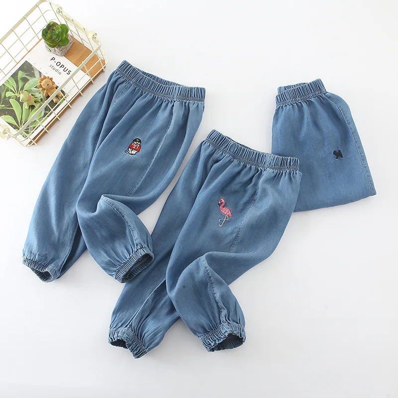 Large Crawler Summer New Style Big Boy 130-170 Tencel Cowboy Capri Pants
