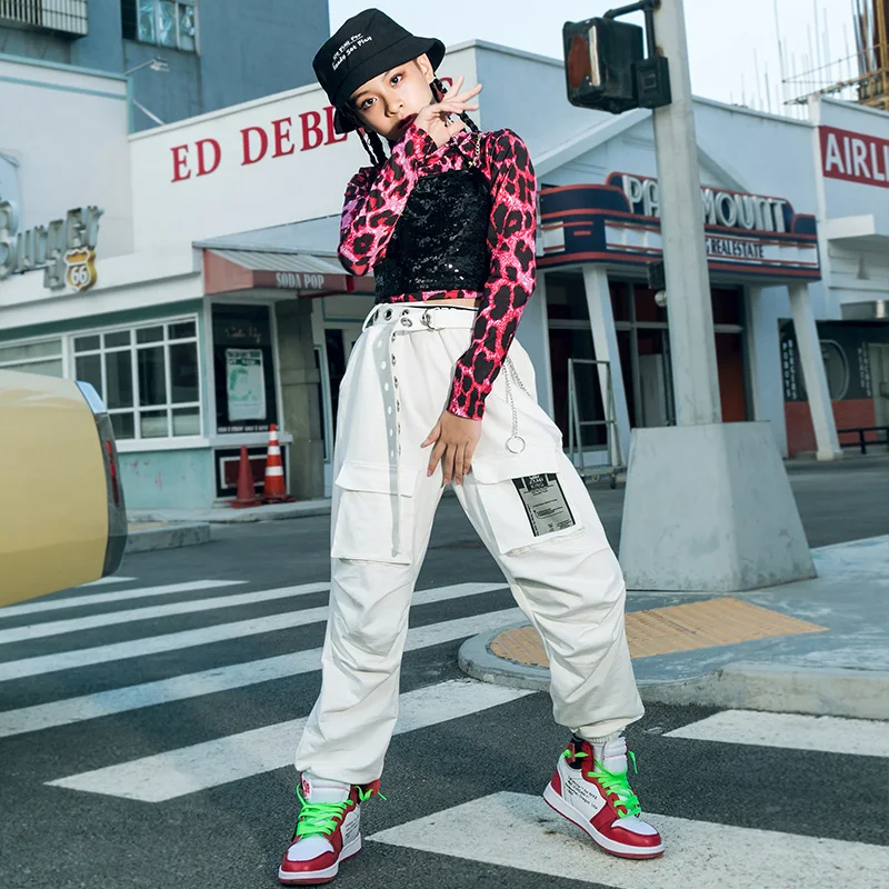 2021 nuovi costumi Hip Hop per ragazze Top leopardato pantaloni larghi  abiti Jazz Performance bambini danza moderna Hiphop abiti Rave  DN6782|Ballroom| - AliExpress
