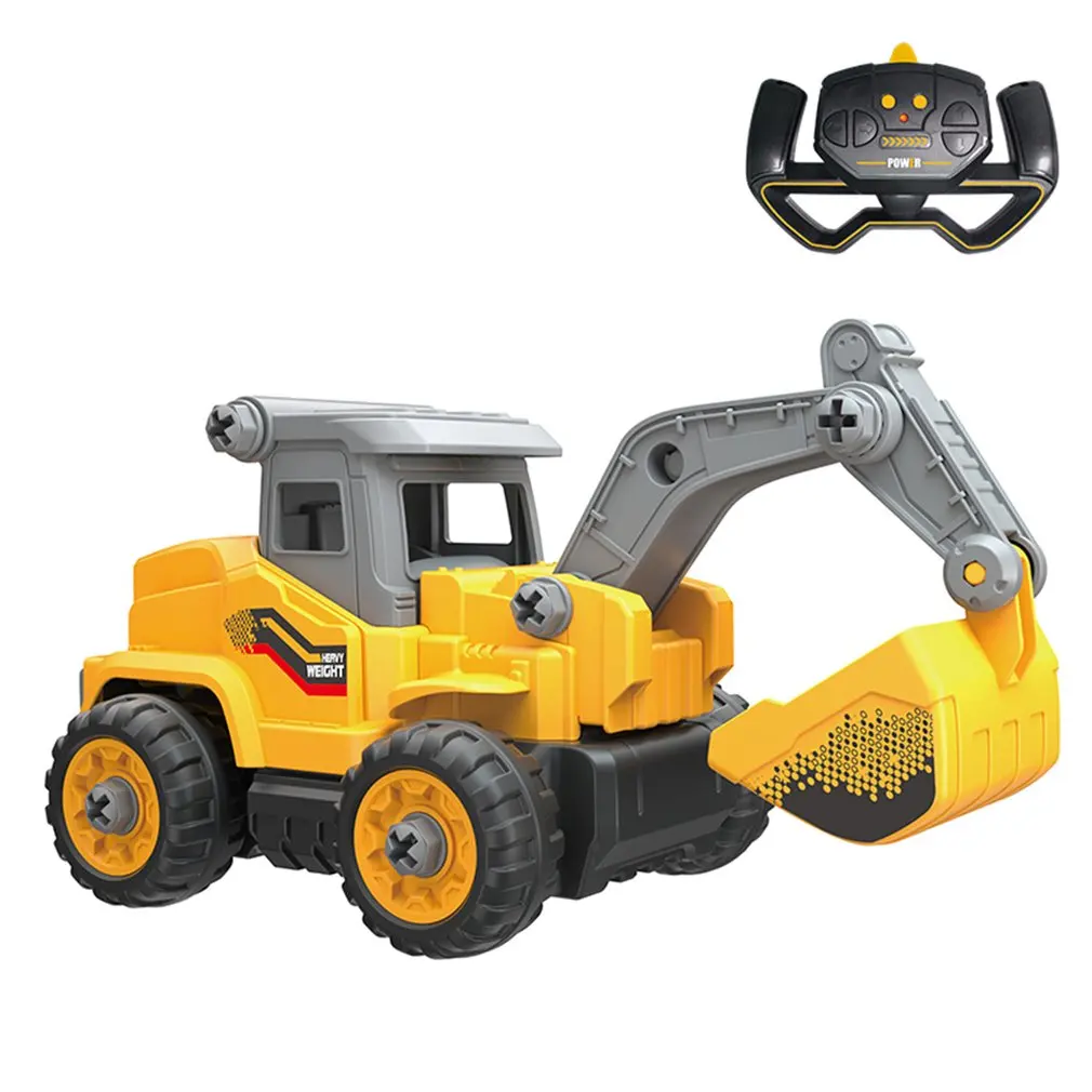 

2.4G Remote Control Engineering Vehicle DIY Detachable Assembled Puzzle Excavator Creative RC Toy Car Model