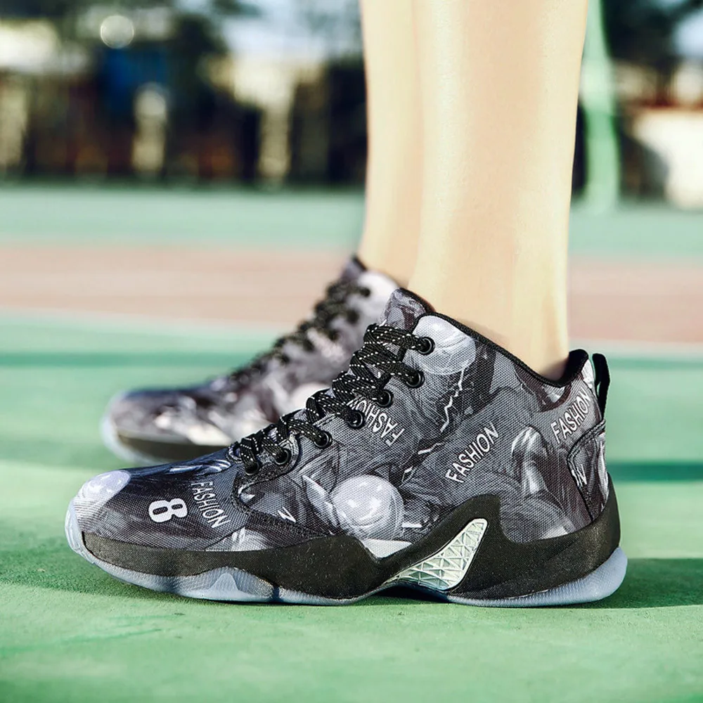 Модные Нескользящие мужские баскетбольные кроссовки, Повседневная Уличная камуфляжная спортивная обувь, дышащие Нескользящие плоские кроссовки
