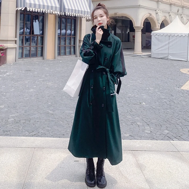 Women's trench coat 2020 autumn stitching contrast
