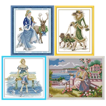 

Princess In A Fairy Tale Handmade Cross Stitch Kits 11CT 14CT Printed Pattern Crafts DMC Convas Sewing Needlework Embroidery Set