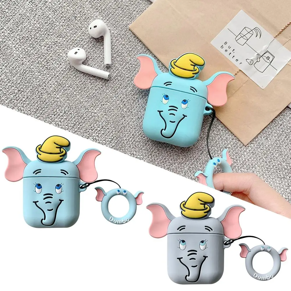 1 шт. легкий кейс для bluetooth гарнитуры стерео Dumbo резиновый защитный чехол Airpods 2