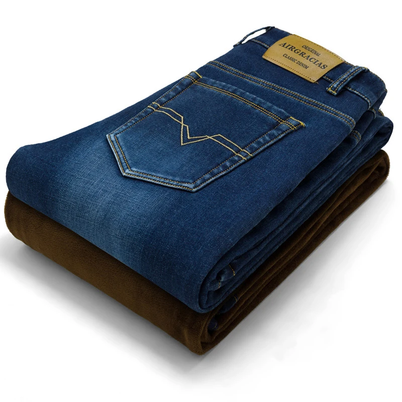 2019CHOLYL высококачественные новые мужские теплые джинсы высокого качества Известные бренды осенние зимние джинсы утепленные флисовые мужские джинсы длинные брюки