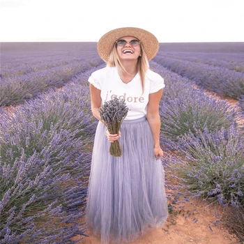 

Pretty Lavender Color Womens Boho Double Layer Chiffon Long Skirt Casual Beach Sundress Skirt Birthday gift choice