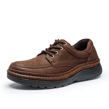

Men's lace-up tooling shoes with seams at the end of large size thick-soled casual shoes leather outdoor tide shoes lightweight
