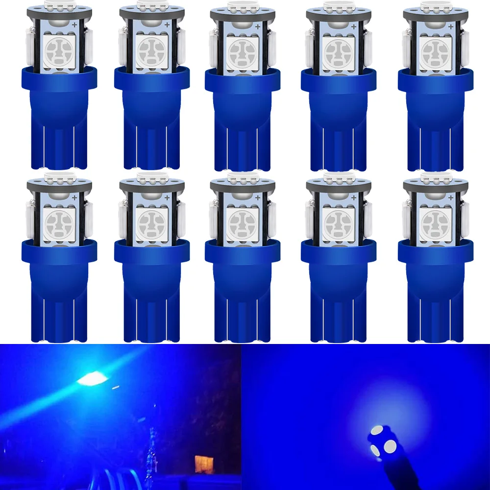 

10-Pack Blue 194 T10 168 2825 W5W 175 158 LED Bulb Car Interior Lighting Map Dome Lamp Trunk License Plate Dashboard Light 12V