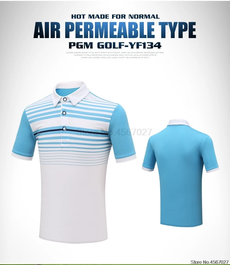 Pgm Мужская футболка с коротким рукавом для гольфа, летние дышащие удобные рубашки в полоску, анти-пот топы для мужчин AA51873
