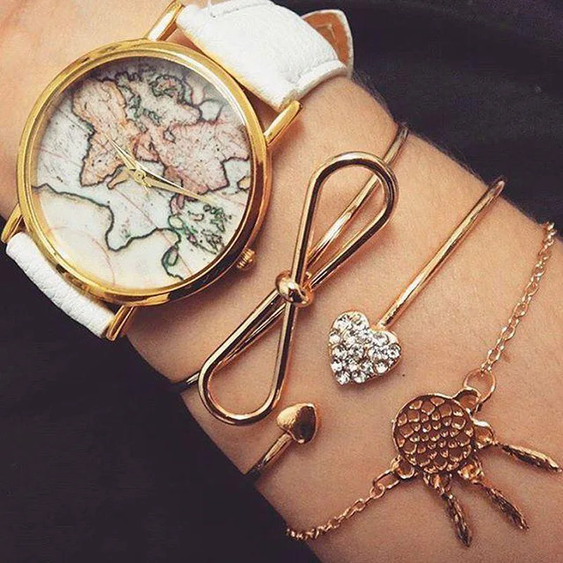 

2019 Fashion Charm Bracelets & Bangles For Women Crystal Heart Golden Chain Bracelet Set Boho Opening Cuff Bracelets Gift