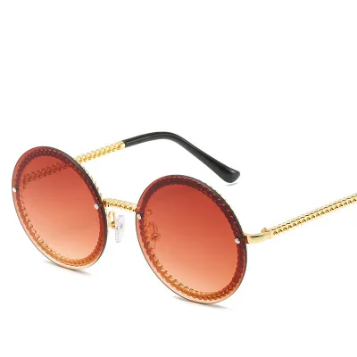 Round Sunglasses Women's 2022 Luxury Brand Rimless Sun glasses lunettes de sol femme Shades Women Sunglass zonnebril dames UV400 big square sunglasses Sunglasses