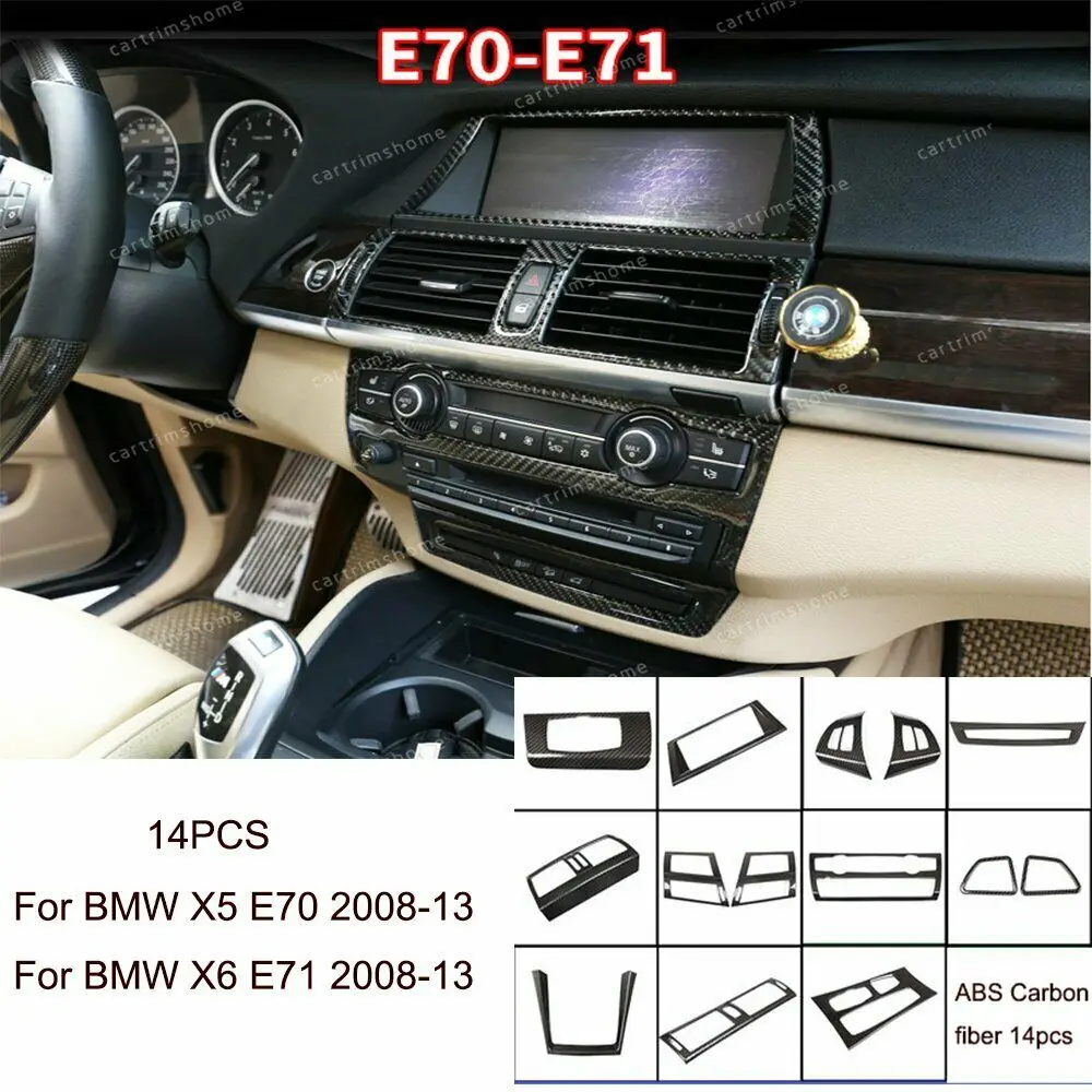14pcs Inner Decoration Cover Trim For BMW X5 X6 E70 E71 2008 13 ABS