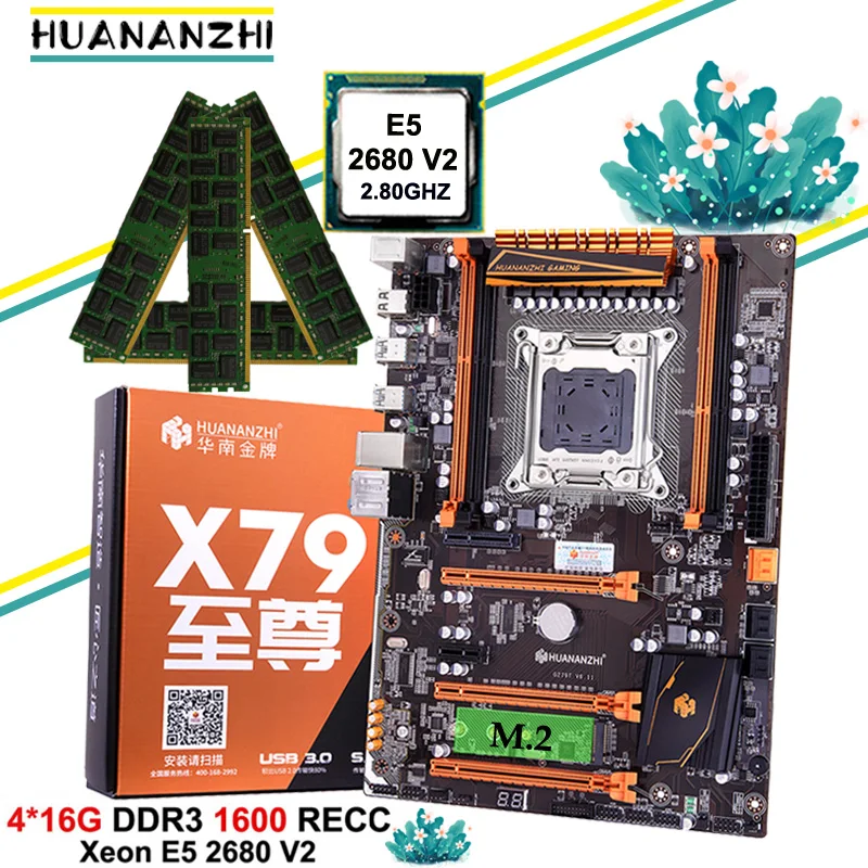 #^Special Price Discount motherboard with M.2 slot NVMe HUANANZHI deluxe X79 gaming motherboard with CPU Xeon E5 2680 V2 RAM 64G(4*16G) REG ECC #^Special Price Discount motherboard with M.2 slot NVMe HUANANZHI deluxe X79 gaming motherboard with CPU Xeon E5 2680 V2 RAM 64G(4*16G) REG ECC